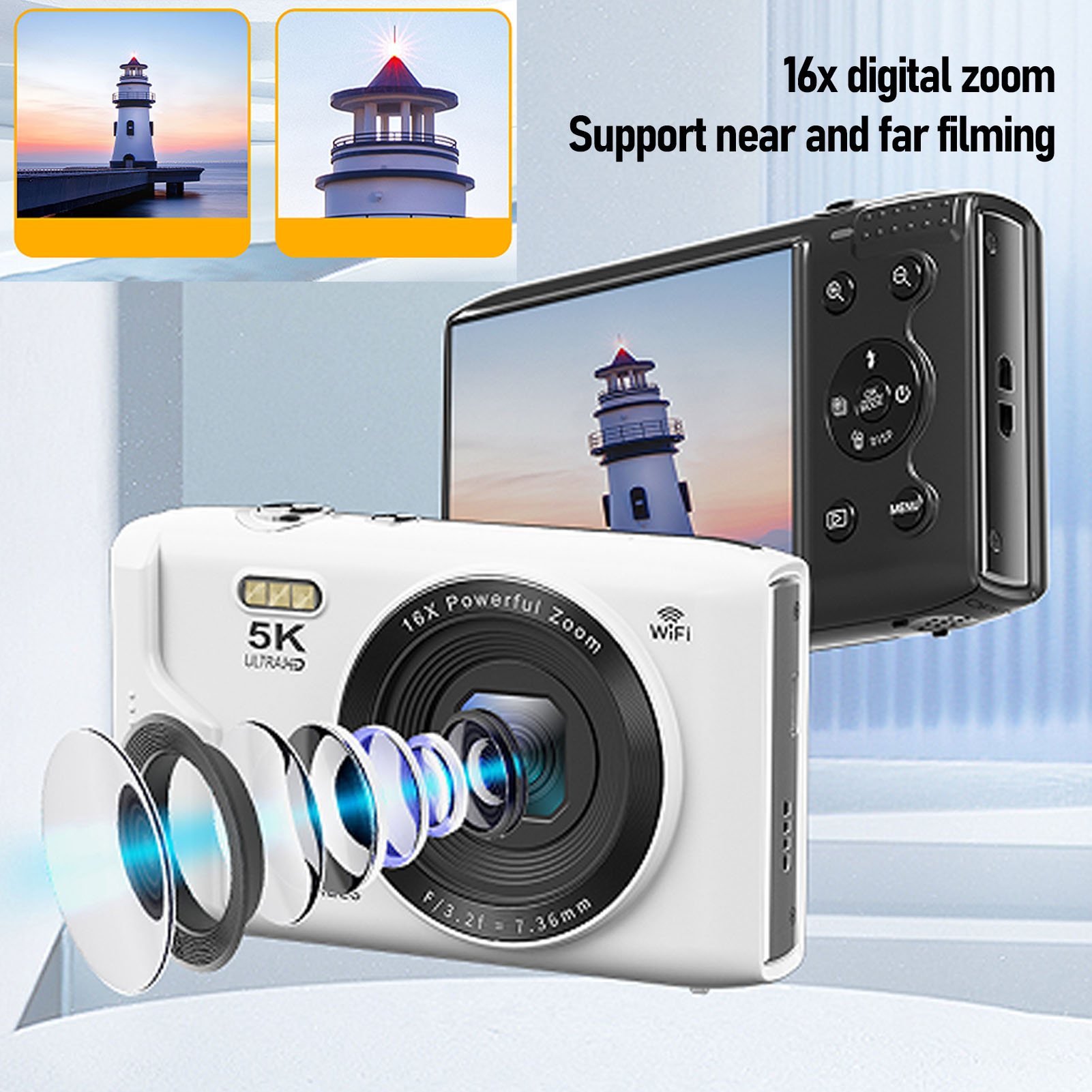 Photography Lighting Beginners - 5K Digitalkamera 72MP 16X Zoom Tragbarer