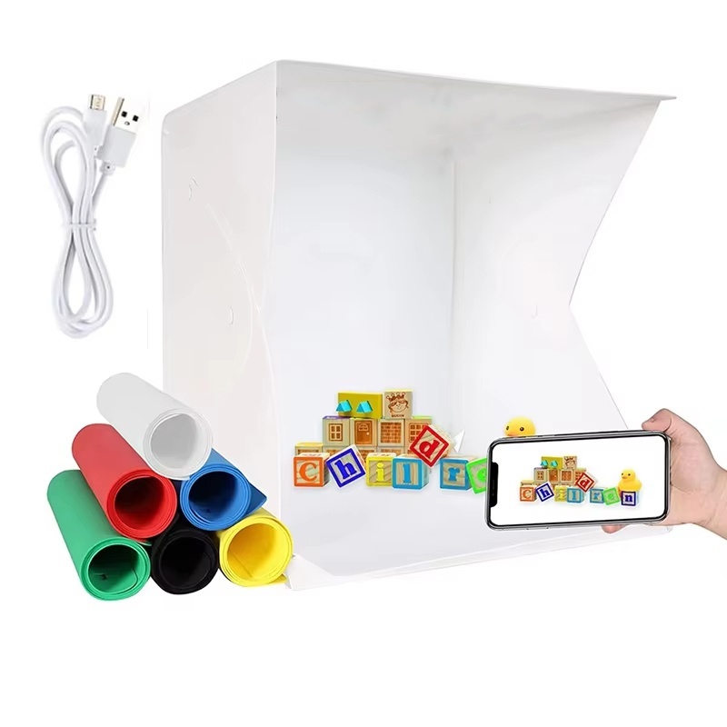 Photography Lighting Tool - Faltbarer Lichtkasten, tragbares Fotostudio-Zelt mit LED-Beleuchtung,
