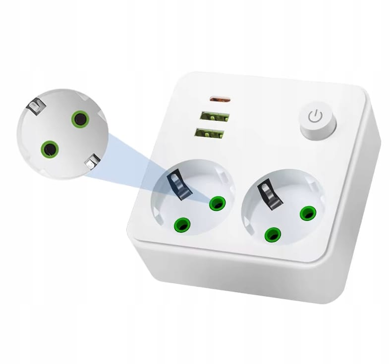 Photography Lighting Uk - EU-Steckdosenleiste mit 2 AC-Steckdosen, 2 USB-Anschlüssen,