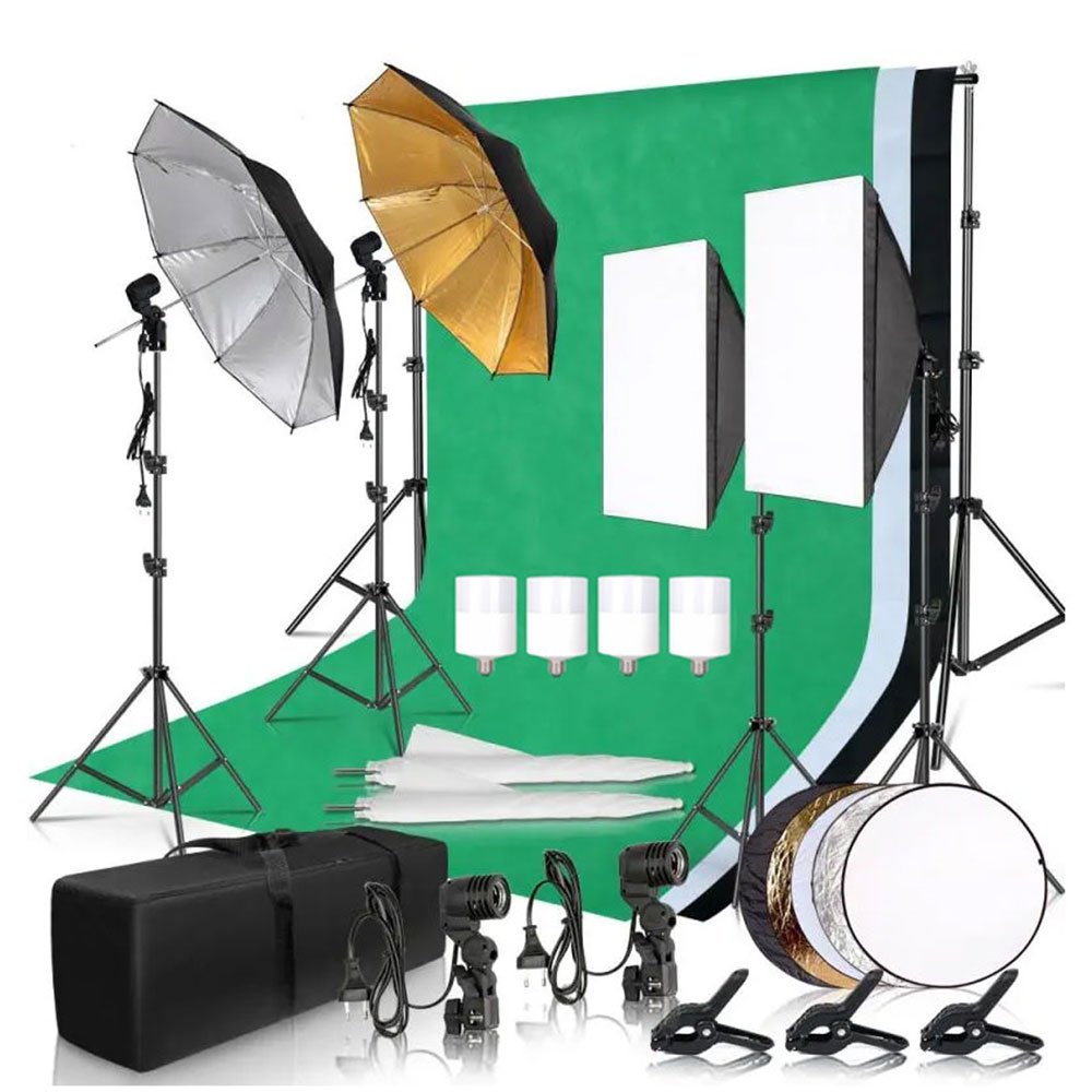 Photography Lighting Uk - Fotografie-Fotostudio-Softbox-Beleuchtungsset mit 2,6x3M Hintergrundrahmen, 3 Stück