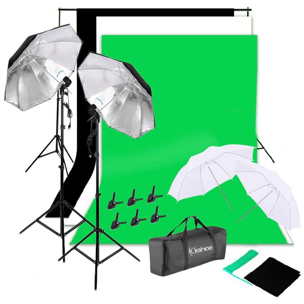 Photography Umbrella Lighting Kit - Fotostudio-Beleuchtungsset mit Schirm, Softbox und Hintergrundständer