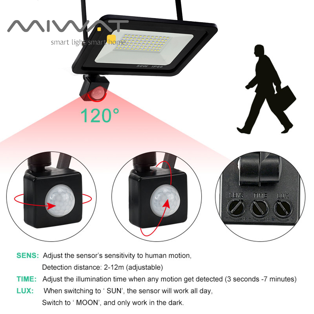 Photography Lighting Uk - PIR-Bewegungssensor LED-Flutlicht für Außenbereich, Wasserdichte Strahler