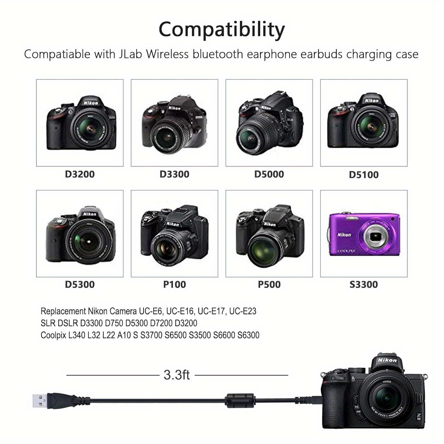 USB 2.0 Datenkabel UC-E17 E16  – Nikon Camera D3500 Bewertung und Preis