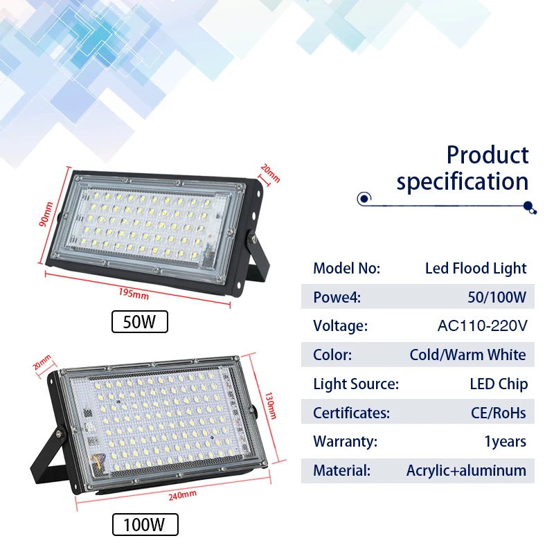LED Flutlicht 50W 100W AC110V  – Photography Lighting Uk Bewertung und Preis